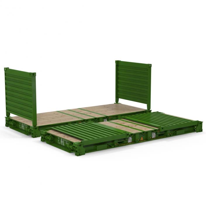 3D model Flat Rack Container Green