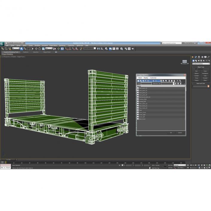 3D model Flat Rack Container Green