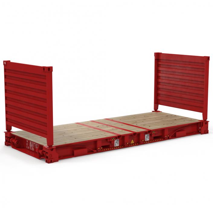 3D Flat Rack Container Red model