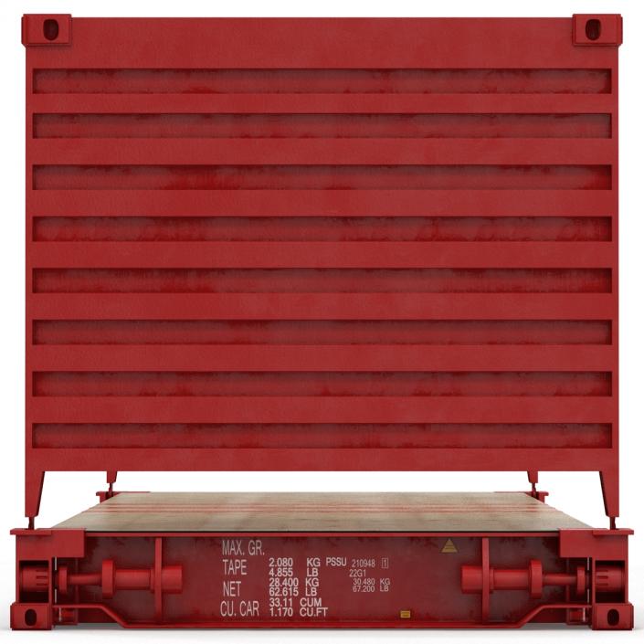 3D Flat Rack Container Red model