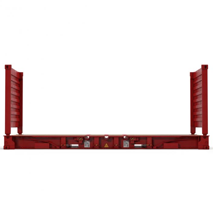 3D Flat Rack Container Red model