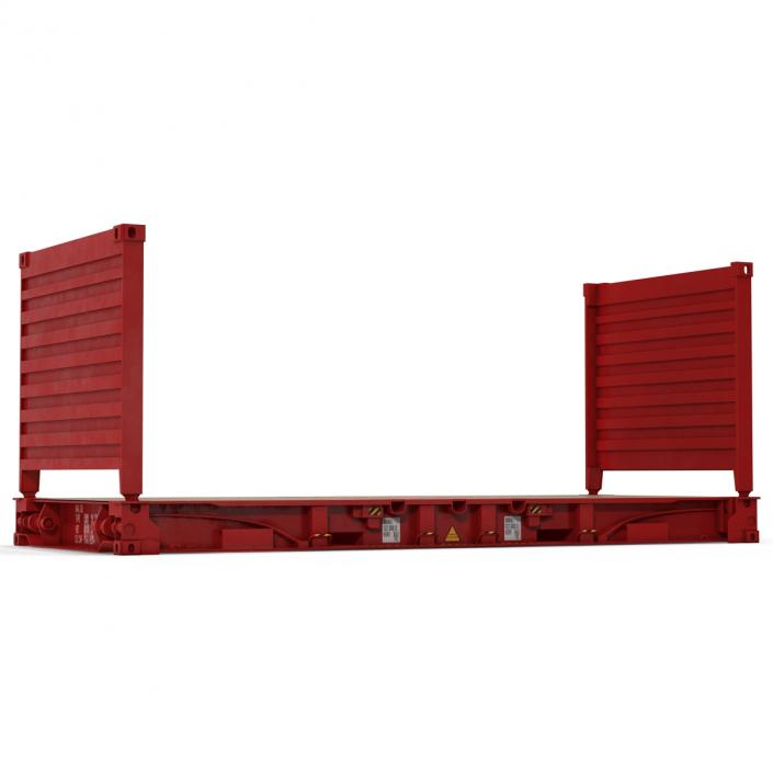 3D Flat Rack Container Red model