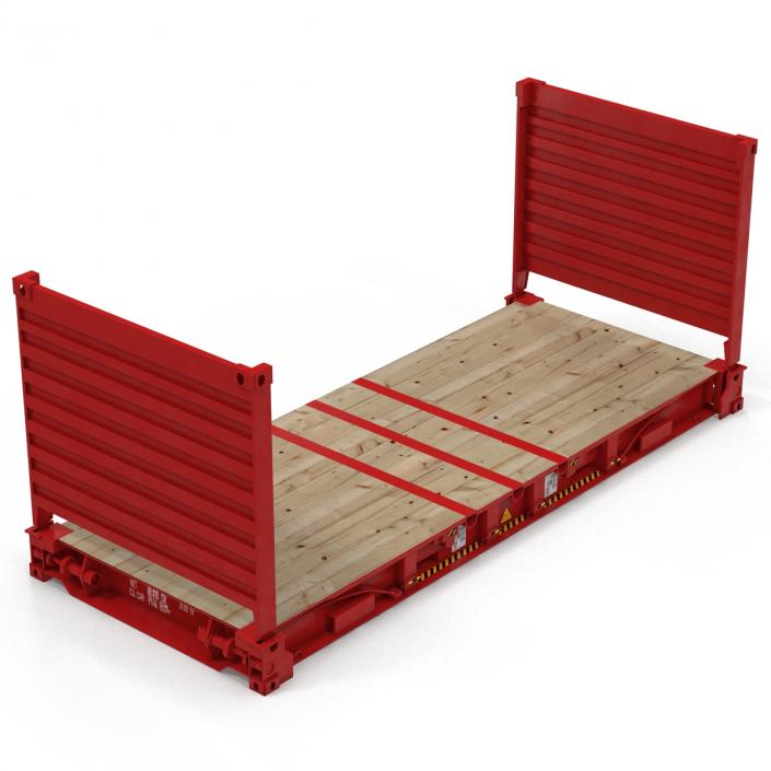 3D Flat Rack Container Red model