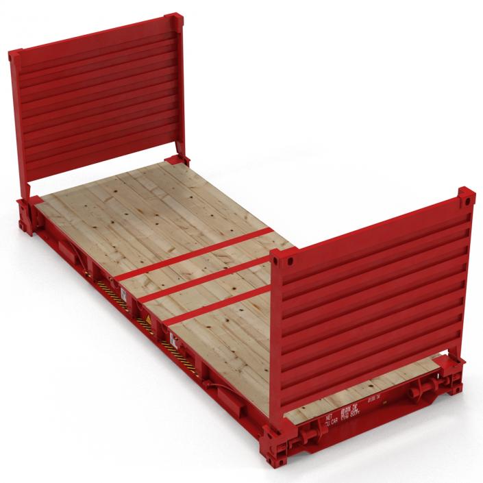 3D Flat Rack Container Red model