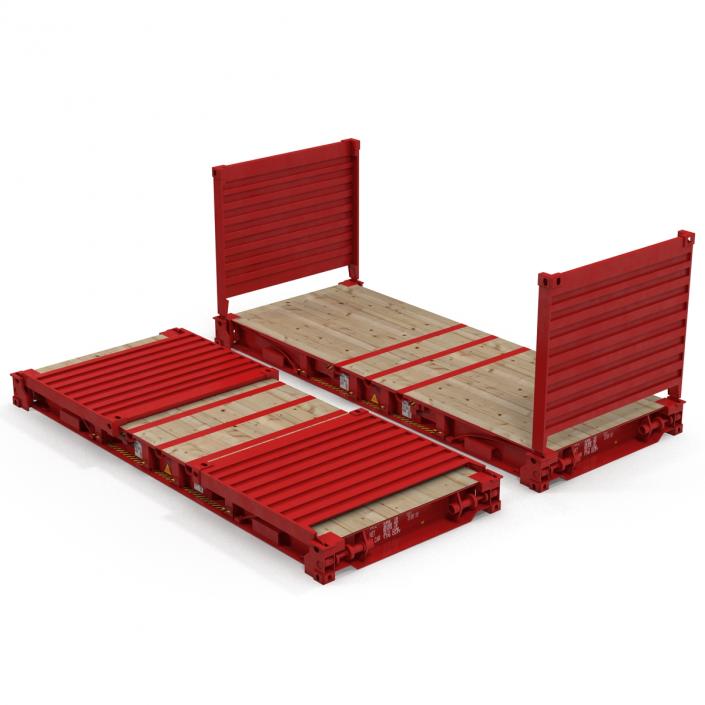 3D Flat Rack Container Red model