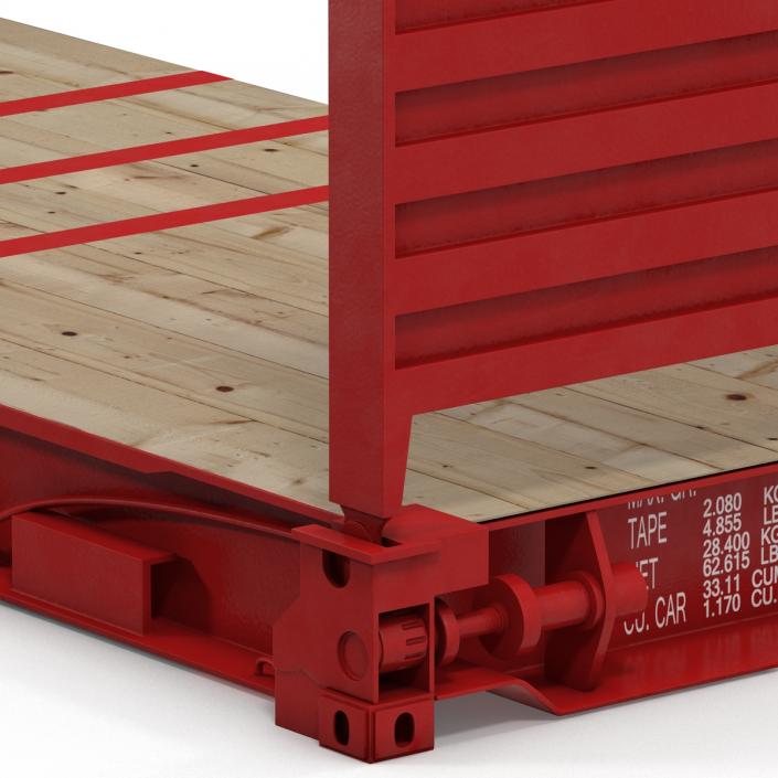 3D Flat Rack Container Red model