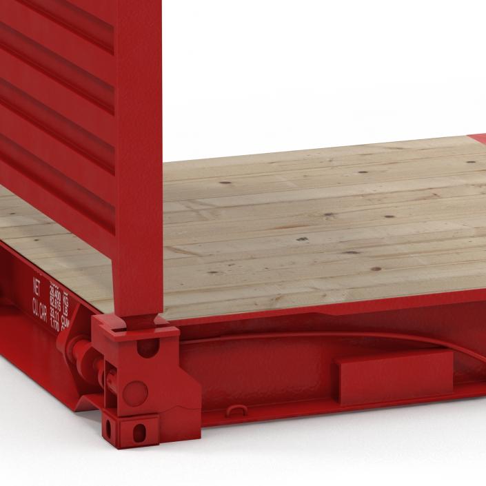 3D Flat Rack Container Red model