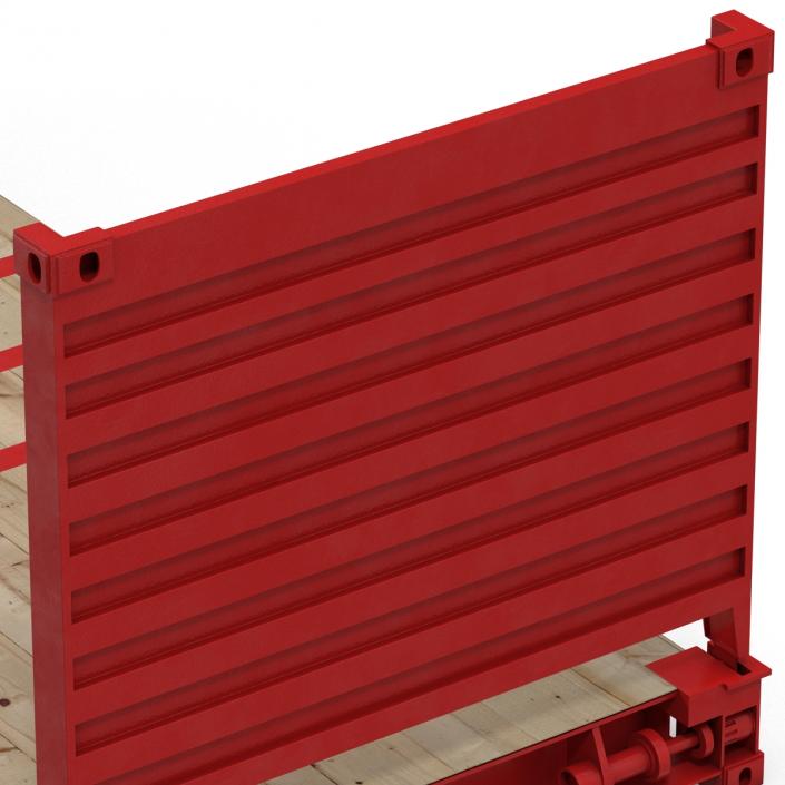 3D Flat Rack Container Red model