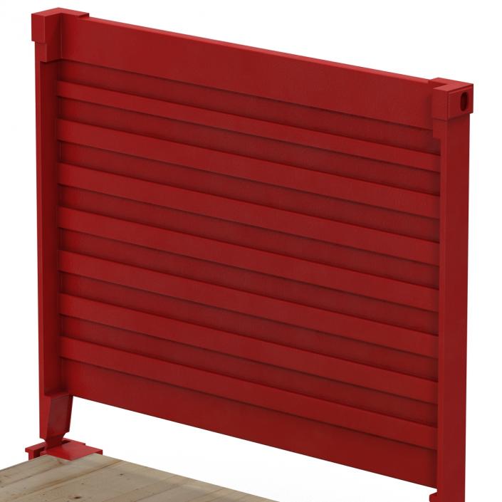 3D Flat Rack Container Red model