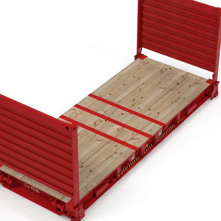 3D Flat Rack Container Red model