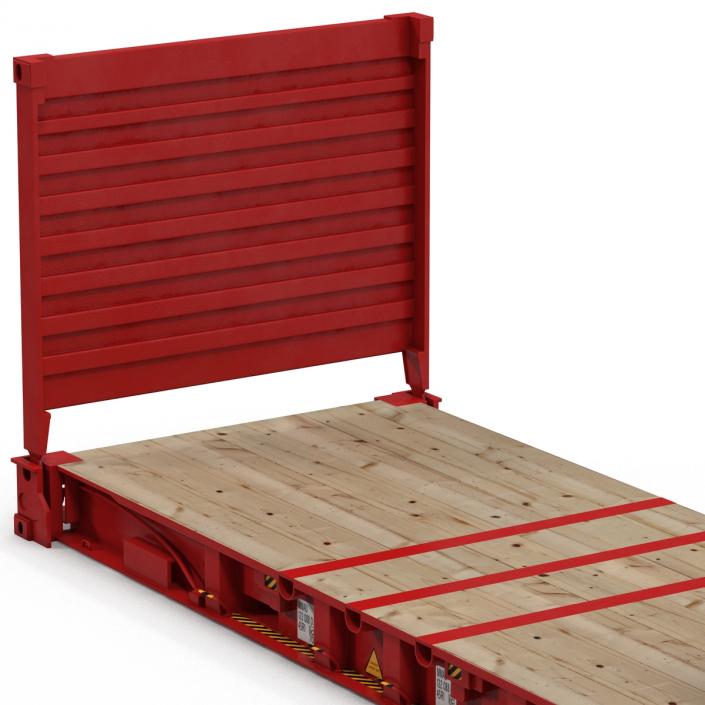 3D Flat Rack Container Red model