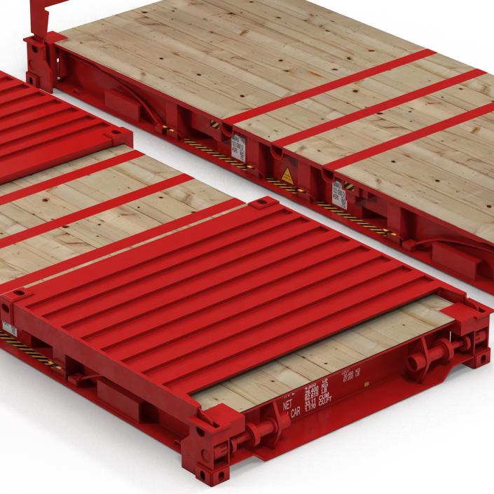 3D Flat Rack Container Red model