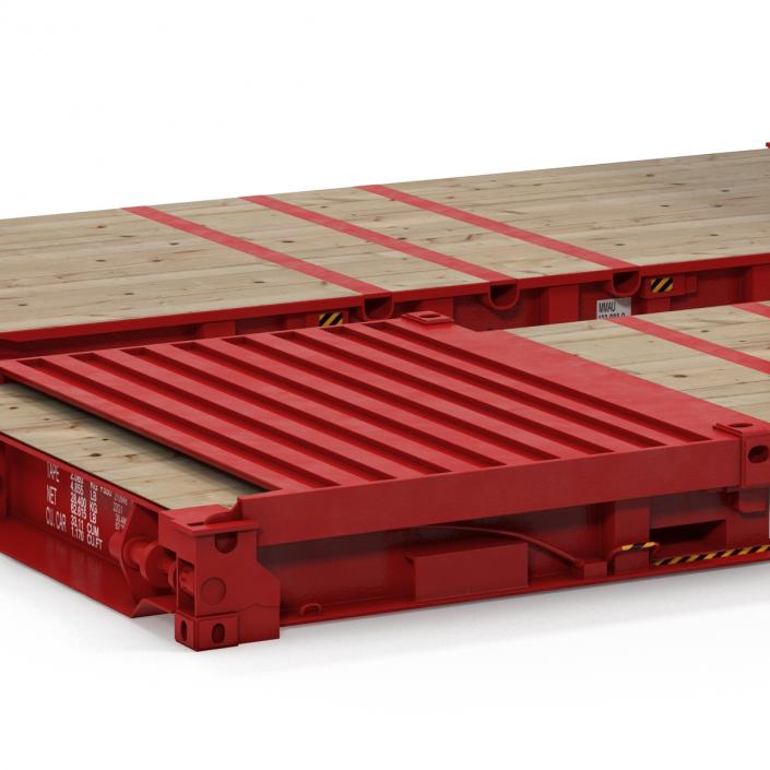 3D Flat Rack Container Red model