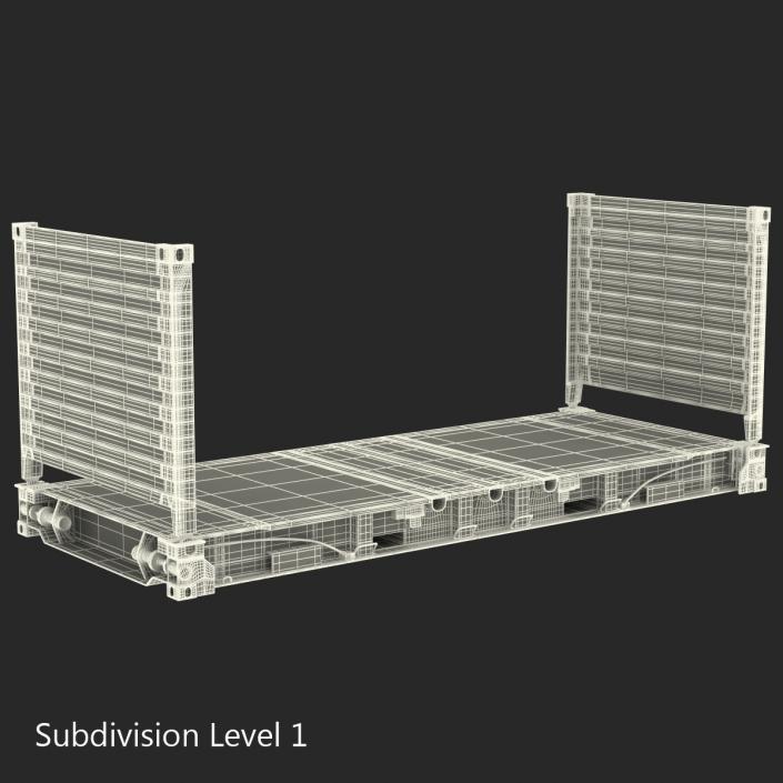 3D Flat Rack Container Red model