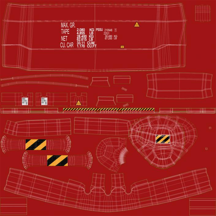 3D Flat Rack Container Red model