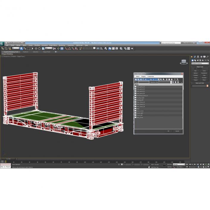 3D Flat Rack Container Red model