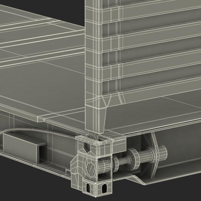 3D Flat Rack Container Red model