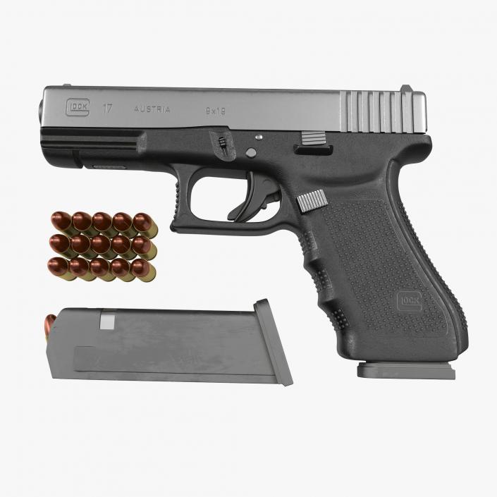 3D Glock 17 Semi Automatic Pistol Black