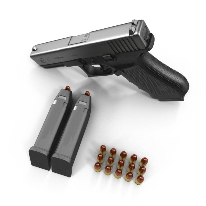 3D Glock 17 Semi Automatic Pistol Black