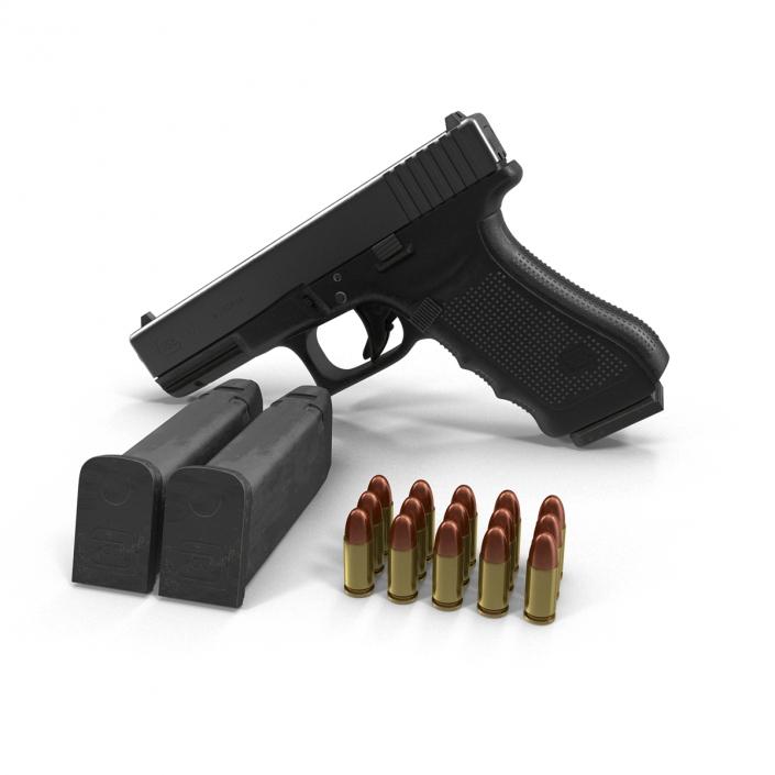 3D Glock 17 Semi Automatic Pistol Black