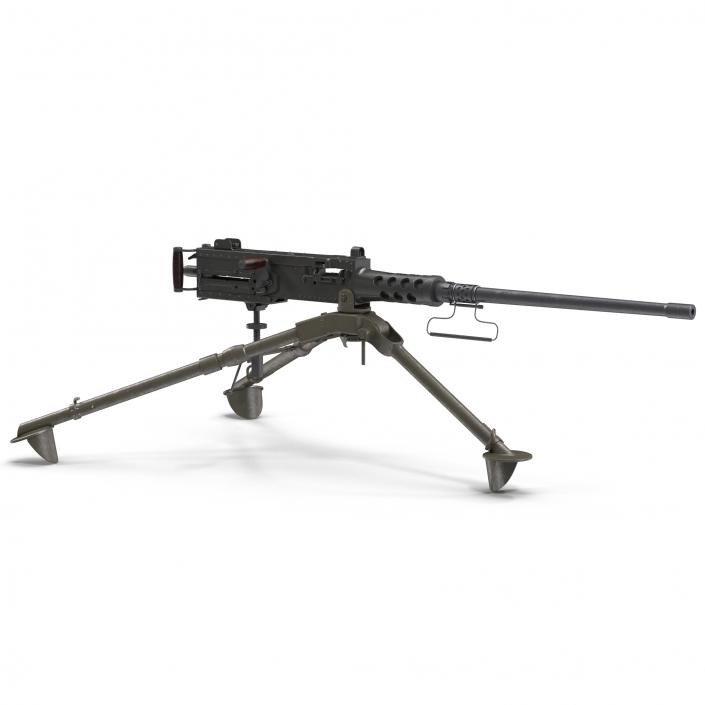 Machine Gun Browning M2 on an M3 Tripod 3D model