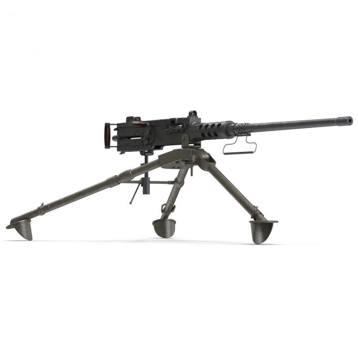 Machine Gun Browning M2 on an M3 Tripod 3D model