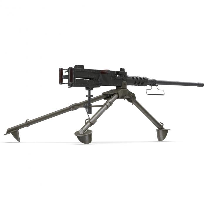 Machine Gun Browning M2 on an M3 Tripod 3D model