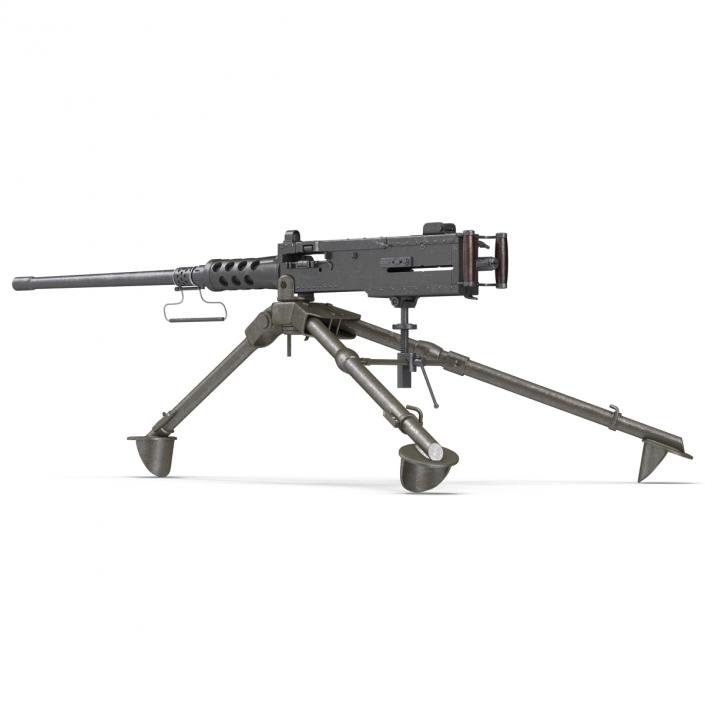 Machine Gun Browning M2 on an M3 Tripod 3D model