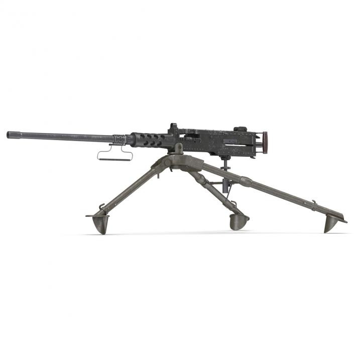 Machine Gun Browning M2 on an M3 Tripod 3D model