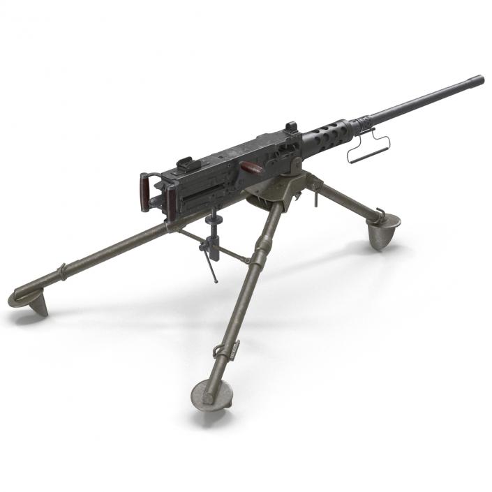 Machine Gun Browning M2 on an M3 Tripod 3D model