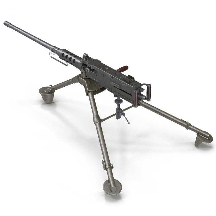 Machine Gun Browning M2 on an M3 Tripod 3D model