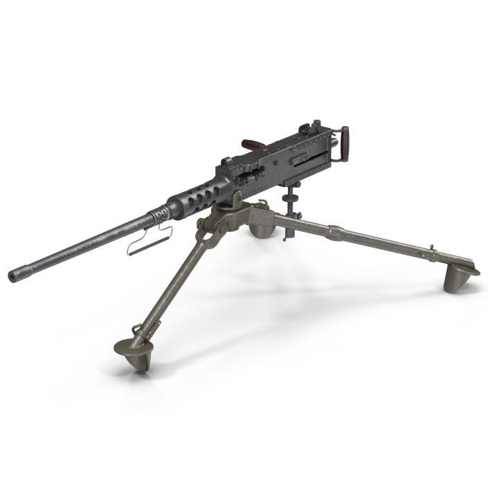 Machine Gun Browning M2 on an M3 Tripod 3D model