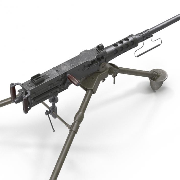 Machine Gun Browning M2 on an M3 Tripod 3D model