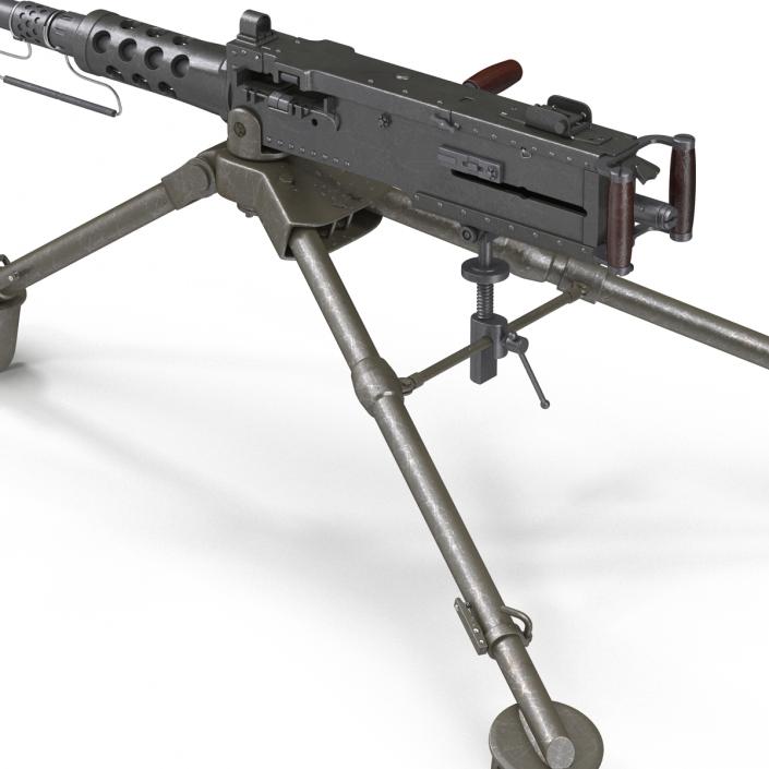 Machine Gun Browning M2 on an M3 Tripod 3D model