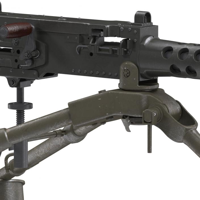 Machine Gun Browning M2 on an M3 Tripod 3D model