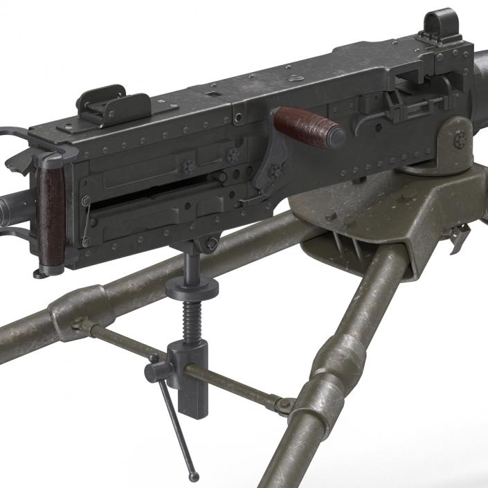 Machine Gun Browning M2 on an M3 Tripod 3D model