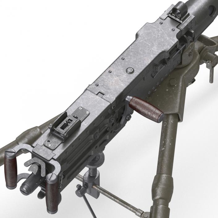 Machine Gun Browning M2 on an M3 Tripod 3D model