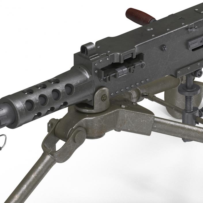 Machine Gun Browning M2 on an M3 Tripod 3D model