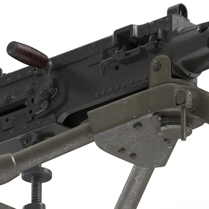 Machine Gun Browning M2 on an M3 Tripod 3D model