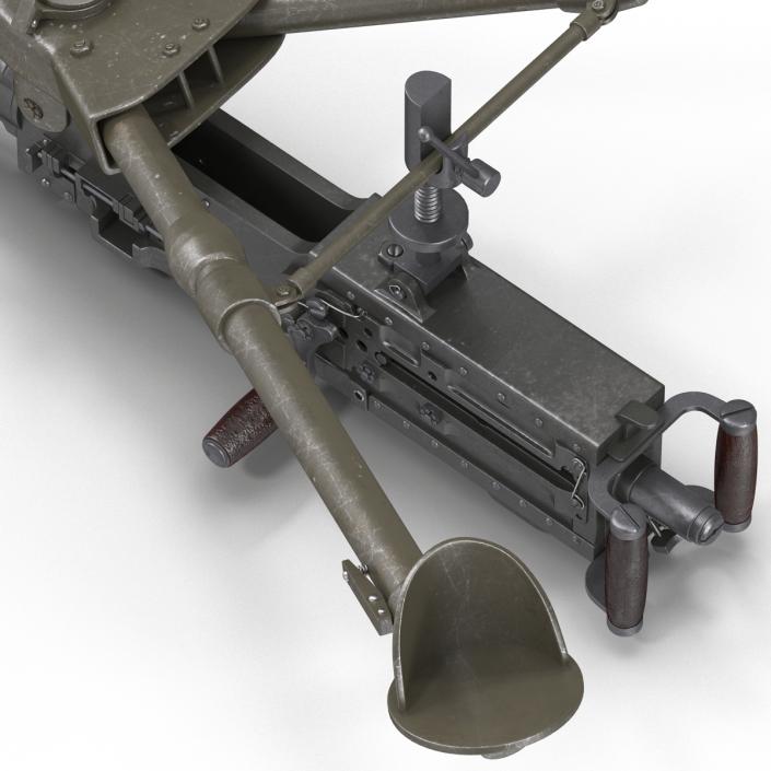 Machine Gun Browning M2 on an M3 Tripod 3D model