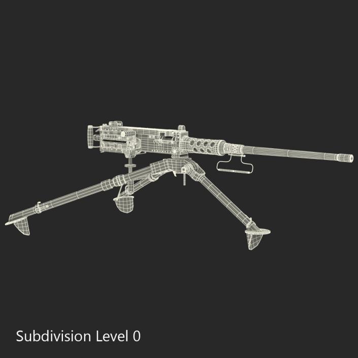 Machine Gun Browning M2 on an M3 Tripod 3D model