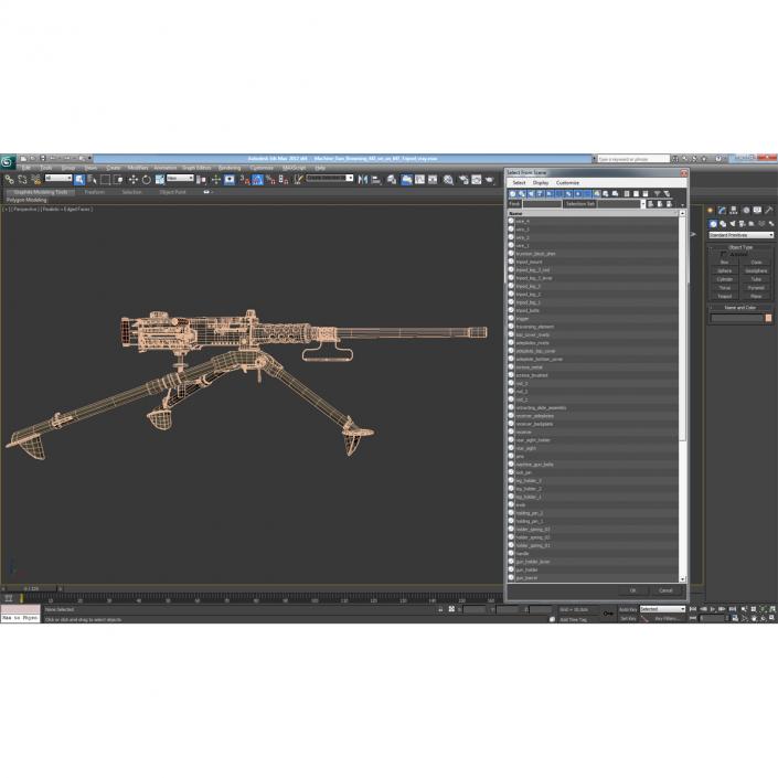 Machine Gun Browning M2 on an M3 Tripod 3D model