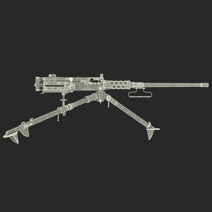 Machine Gun Browning M2 on an M3 Tripod 3D model