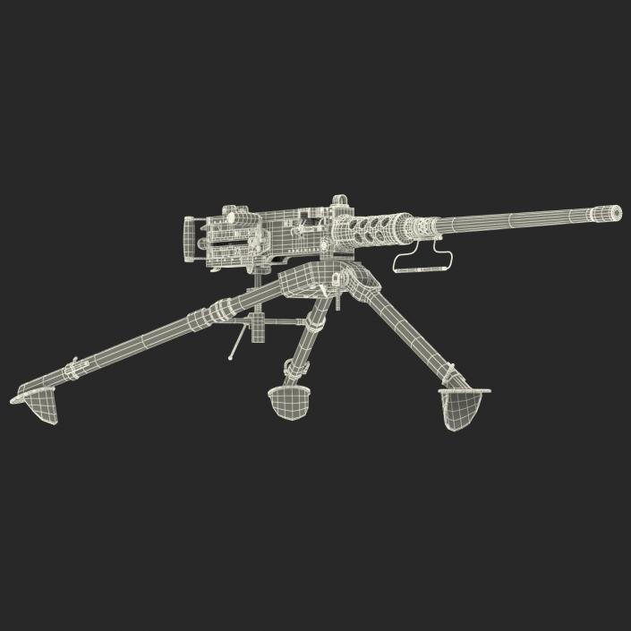 Machine Gun Browning M2 on an M3 Tripod 3D model