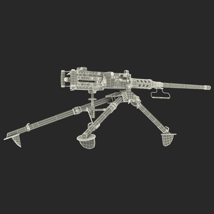 Machine Gun Browning M2 on an M3 Tripod 3D model