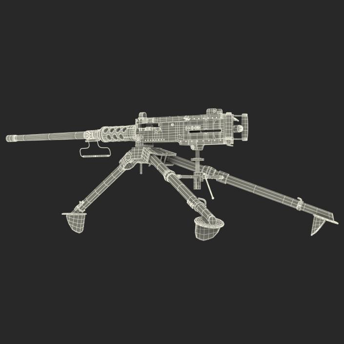 Machine Gun Browning M2 on an M3 Tripod 3D model