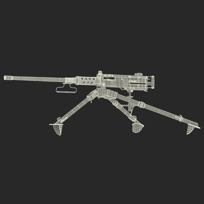 Machine Gun Browning M2 on an M3 Tripod 3D model