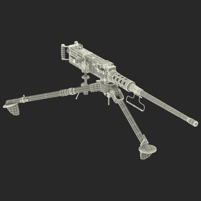 Machine Gun Browning M2 on an M3 Tripod 3D model