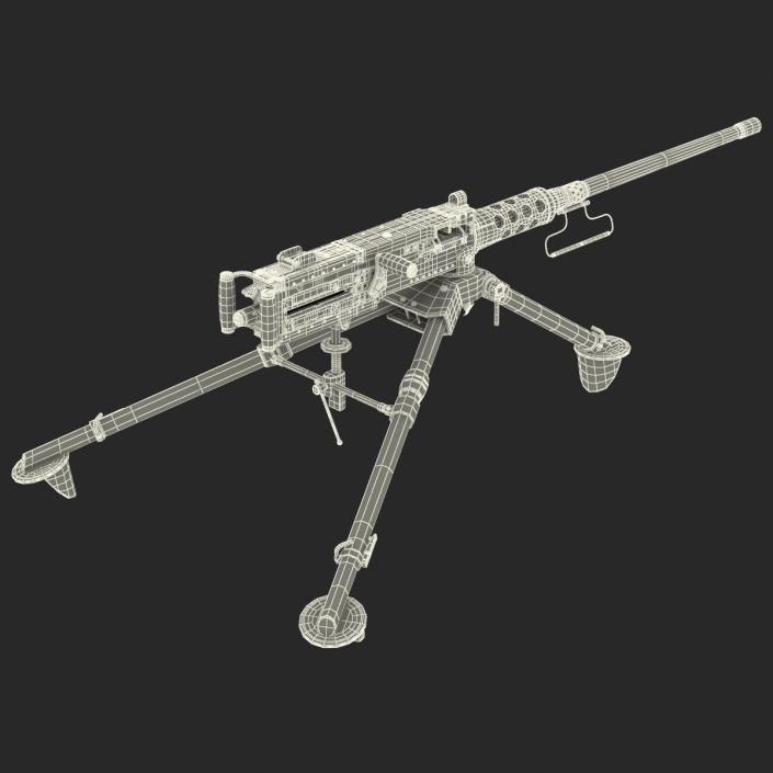 Machine Gun Browning M2 on an M3 Tripod 3D model