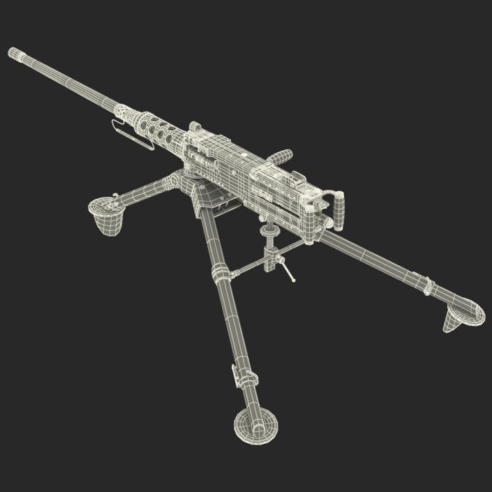 Machine Gun Browning M2 on an M3 Tripod 3D model